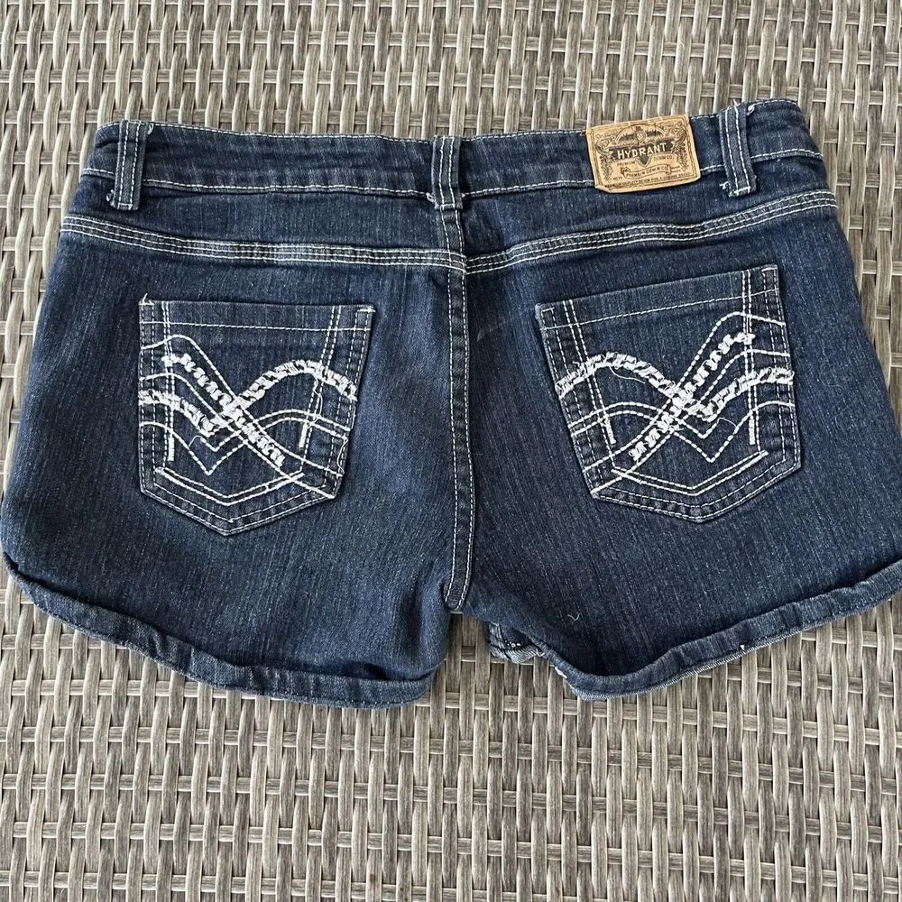 Hydrant Premium Junior Embroidered Denim Jean Shorts Summer Beach Size 13